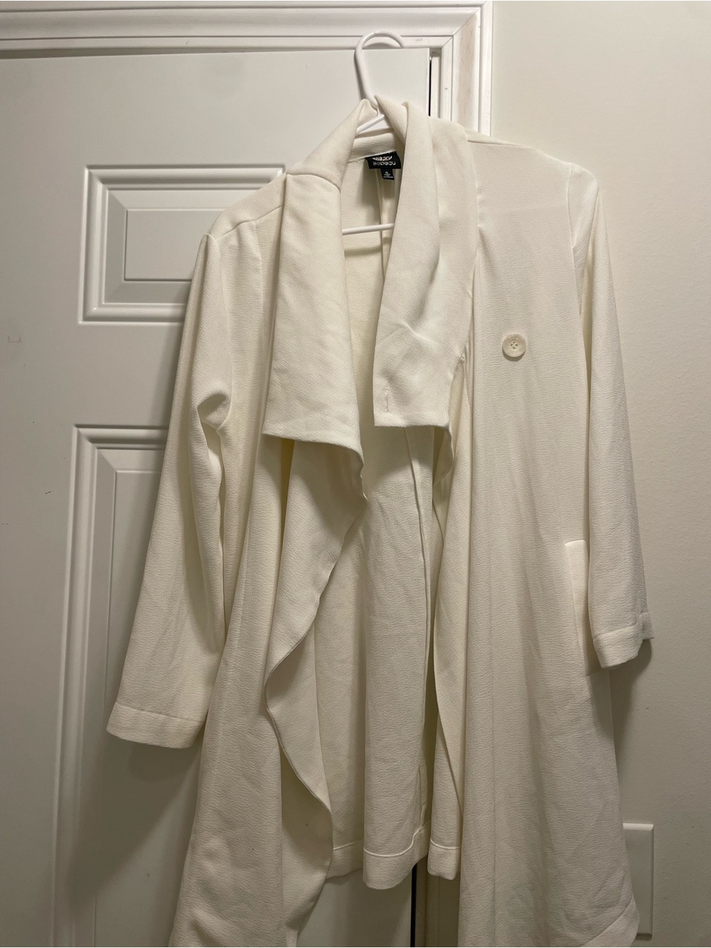 bobeau - Womens White Open Front Draped Trench Coat